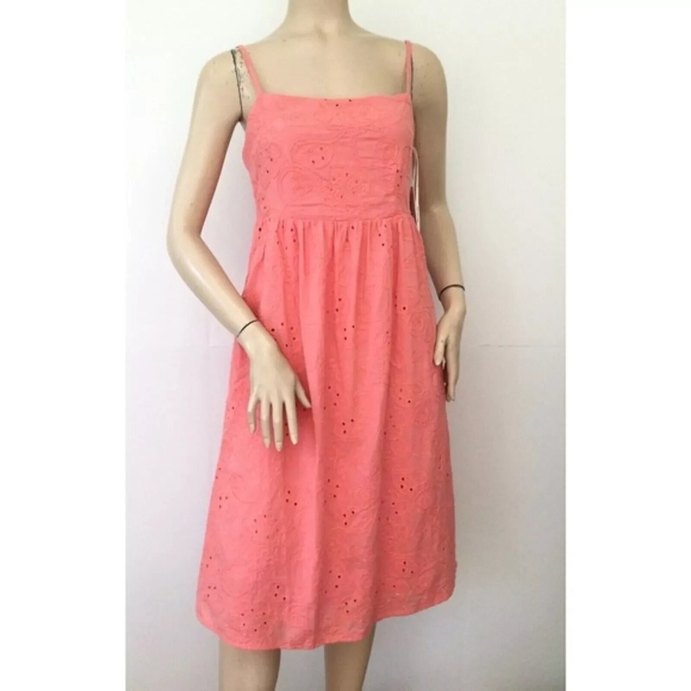 NANETTE LEPORE Light Flamingo Coral Smocked Adjustable Straps Sun Dress (Size 8)